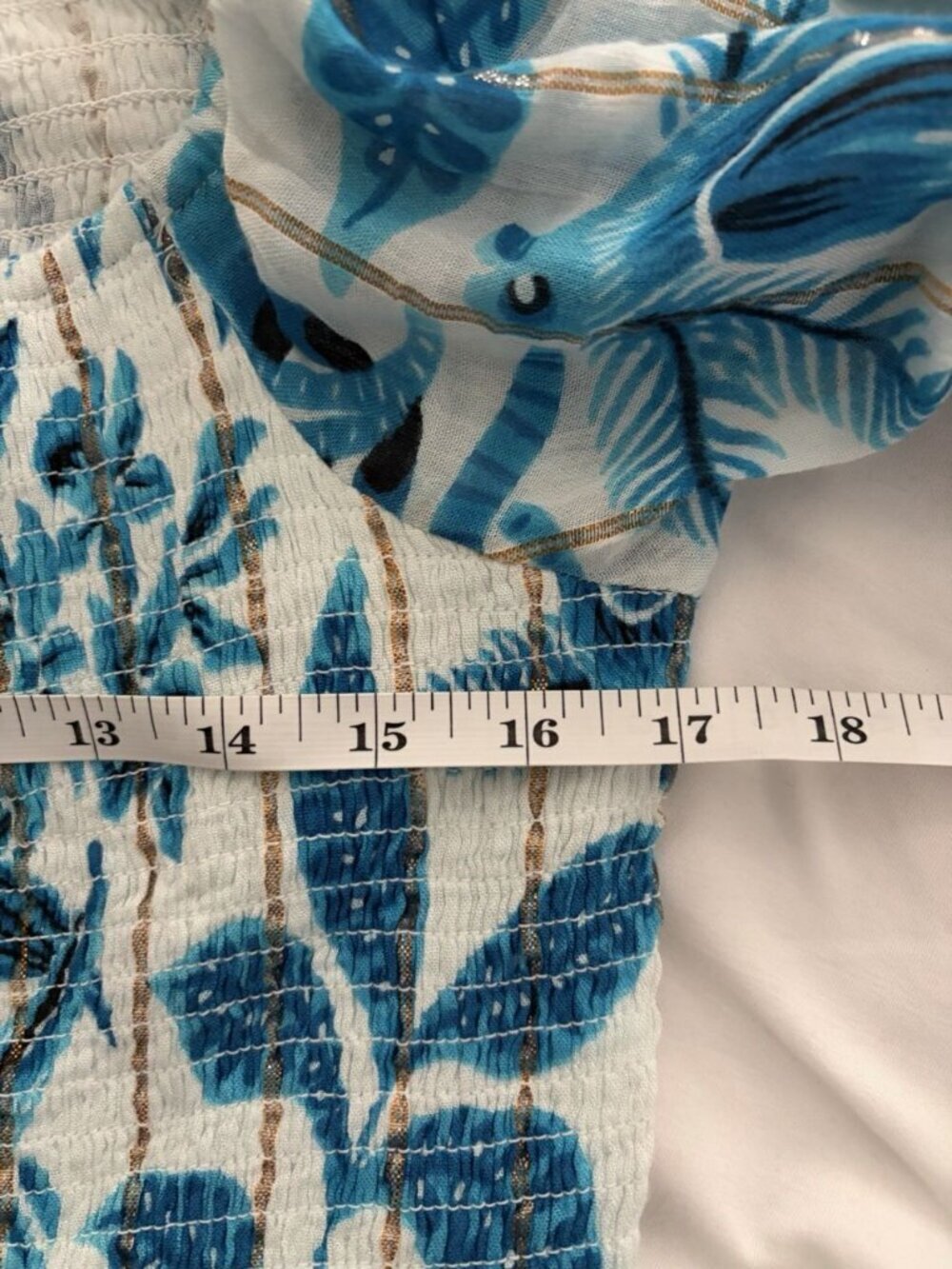 Women’s Blue Tropical Short Sleeve Boho Maxi Dress Size XL Tassels - Picture 4 of 9